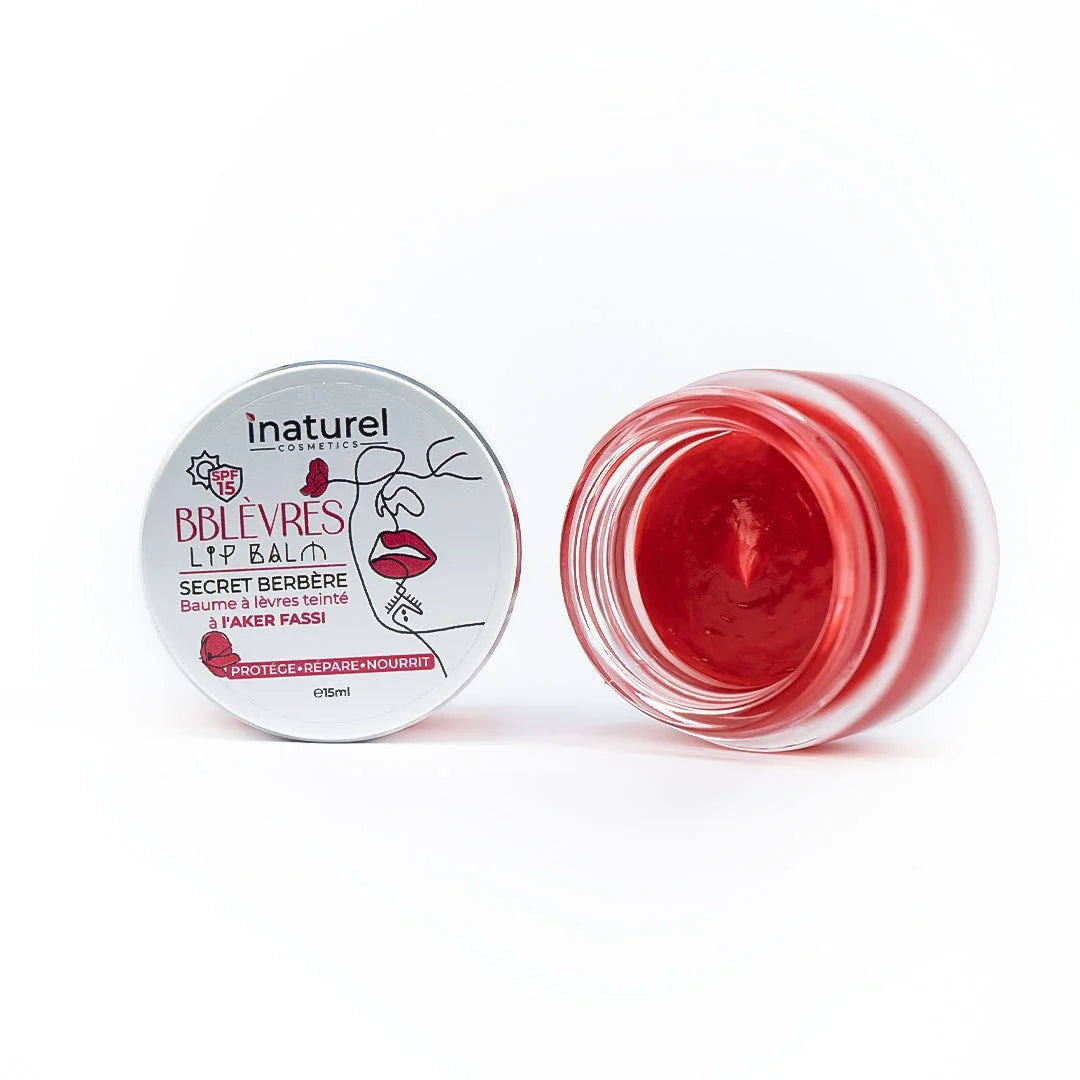 BBLèvres Inaturel, baume à lèvres teinté à l&#39;Aker Fassi, hydrate et protège les lèvres tout en apportant une touche de couleur naturelle.