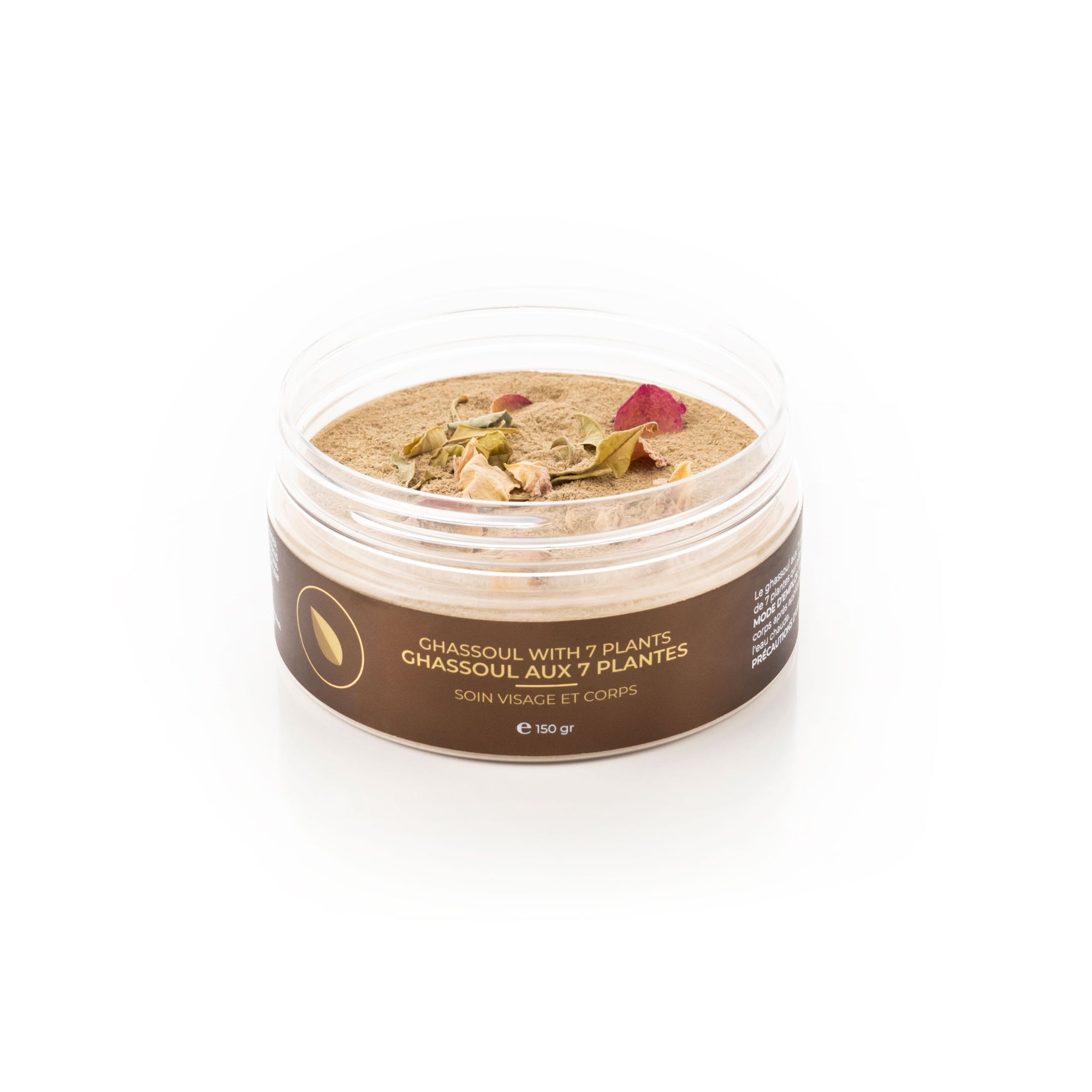 Ghassoul aux 7 Plantes Inaturel en pot de 150g - Masque purifiant et hydratant naturel pour une peau douce et nourrie.
