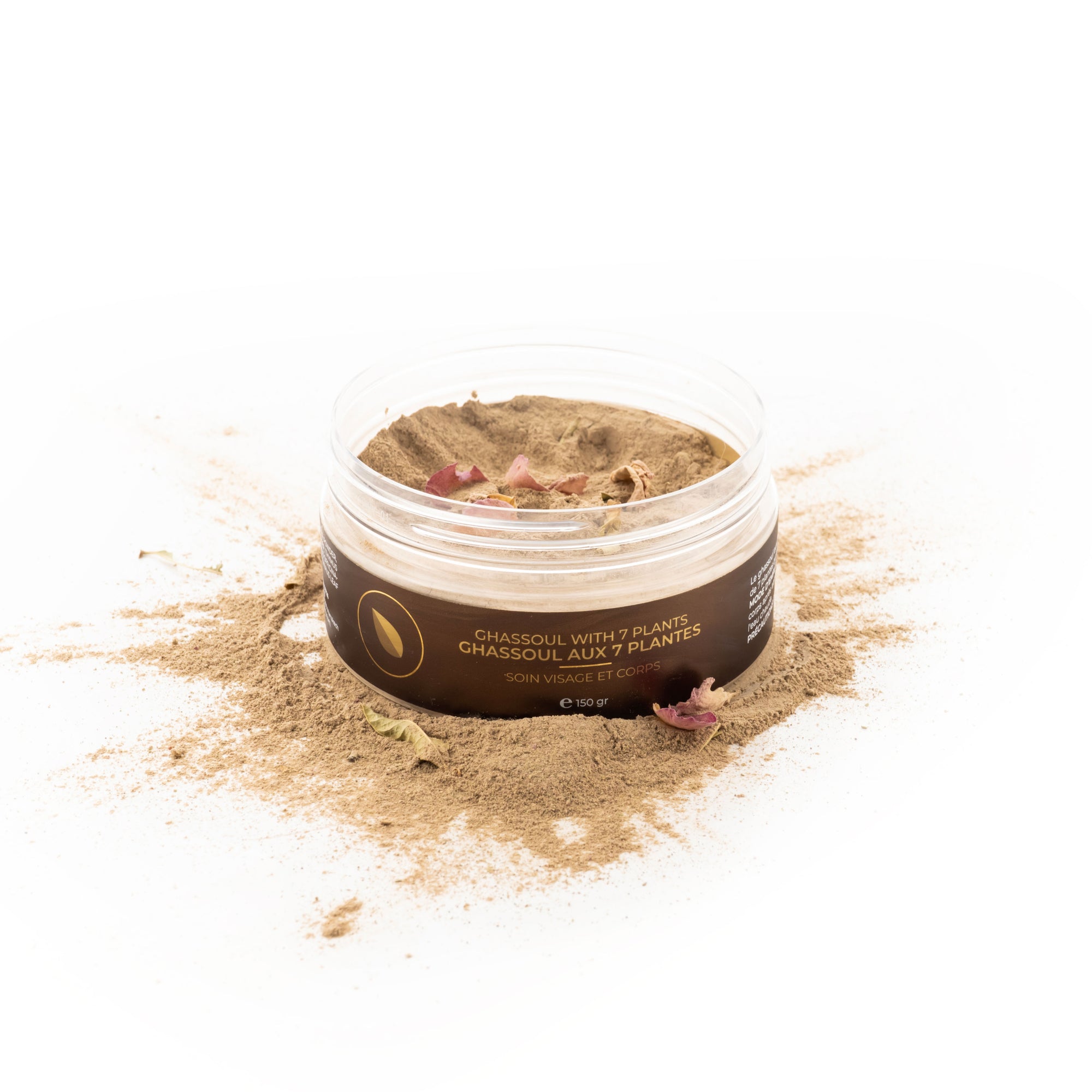Ghassoul aux 7 Plantes Inaturel en pot de 150g - Masque purifiant et hydratant naturel pour une peau douce et nourrie.
