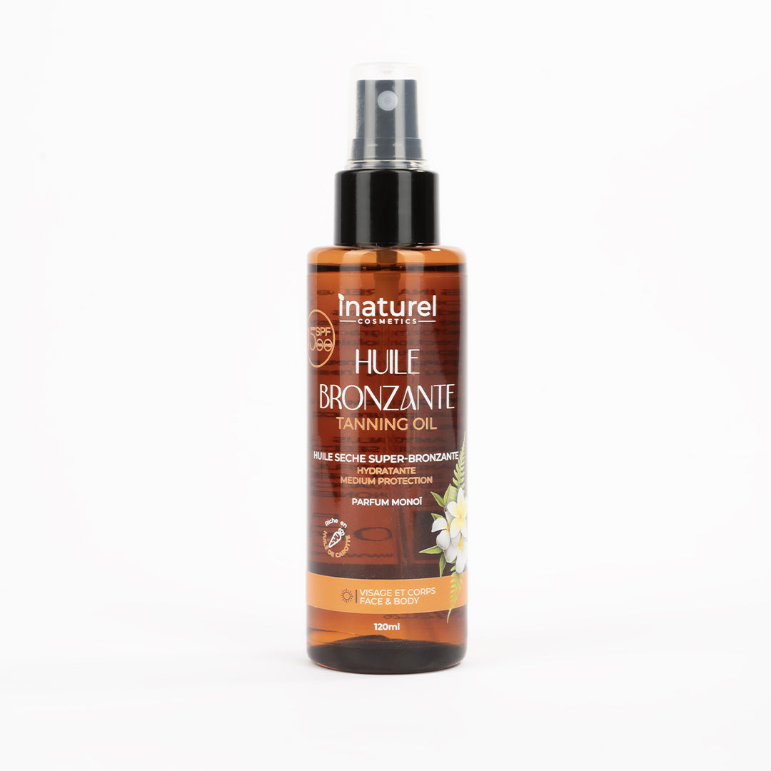 Produit solaire bronzant naturel pour un teint doré – huile de carotte hydratante SPF 15 – flacon 120 ml