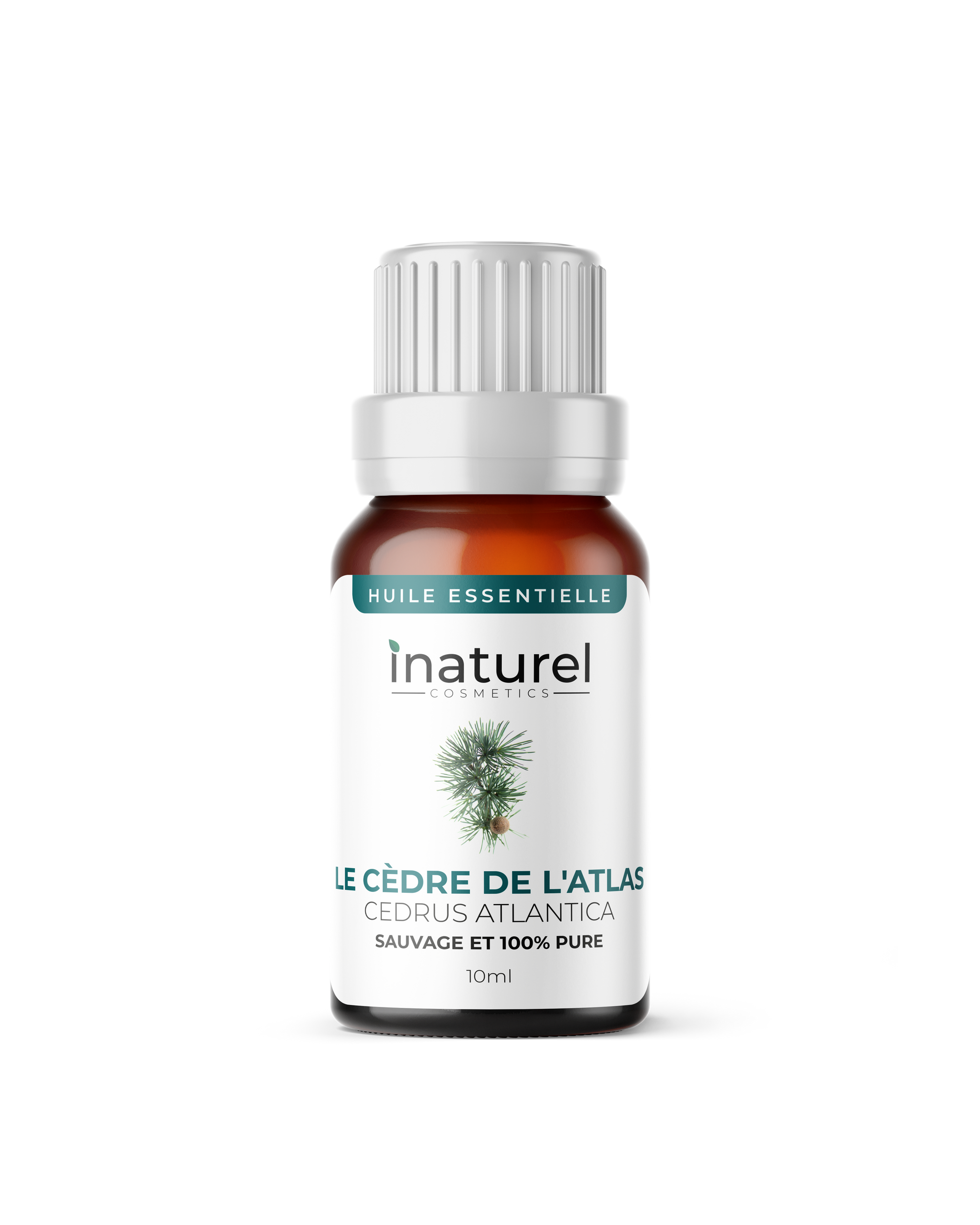Huile essentielle de Cèdre de l&#39;Atlas Inaturel 10ml, aux propriétés apaisantes et purifiantes, parfum boisé pour méditation.
