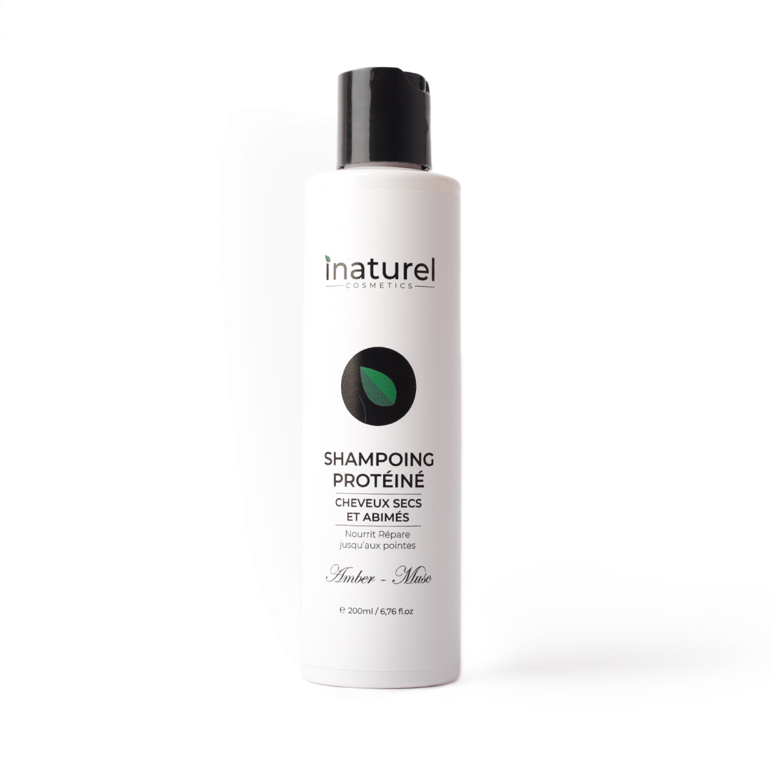Shampoing Protéiné Inaturel 200ml, enrichi en protéines de blé, nourrissant et réparateur pour tous types de cheveux, apportant douceur et brillance.